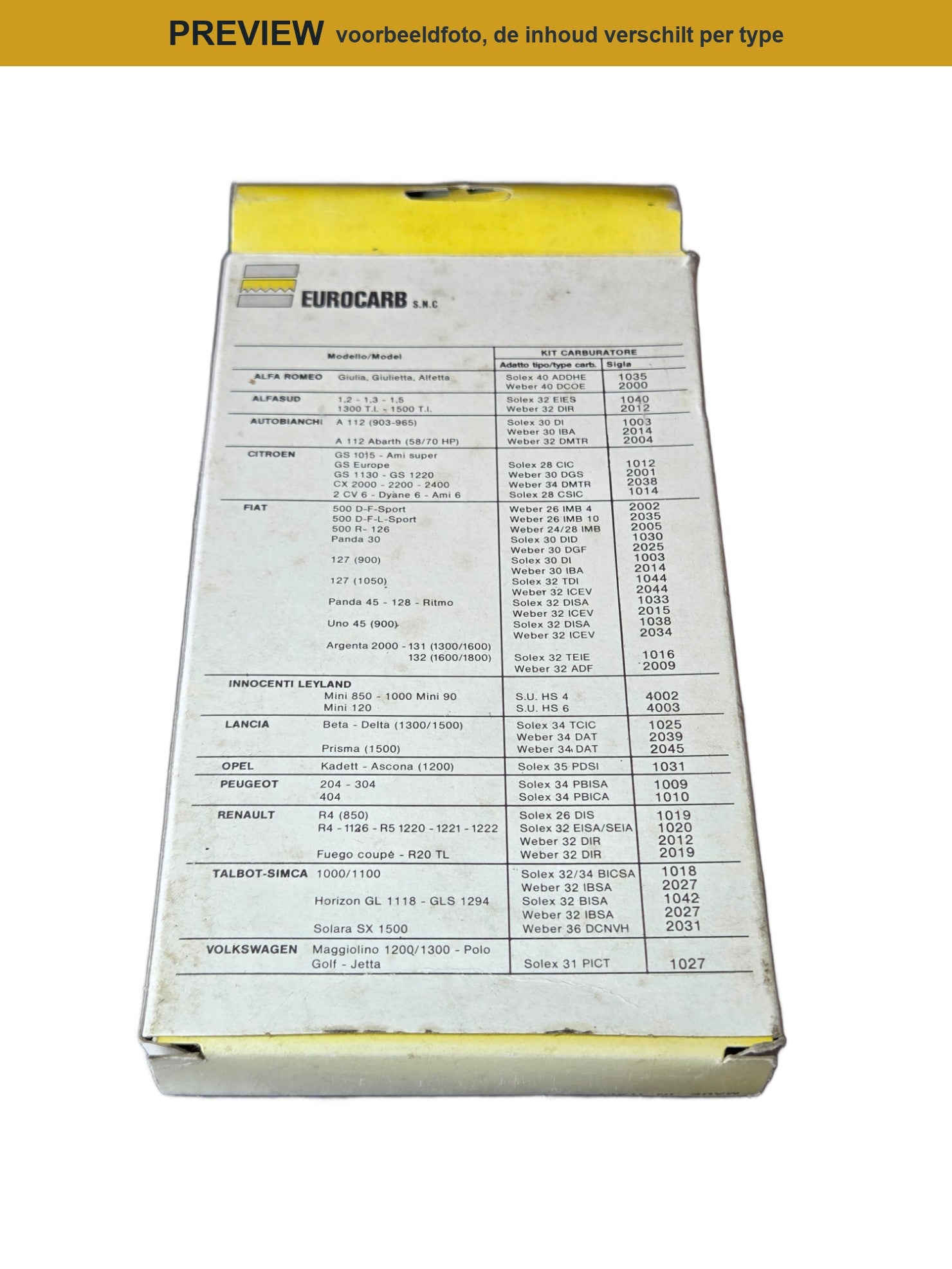 Revisieset Fiat Croma 1600 cc