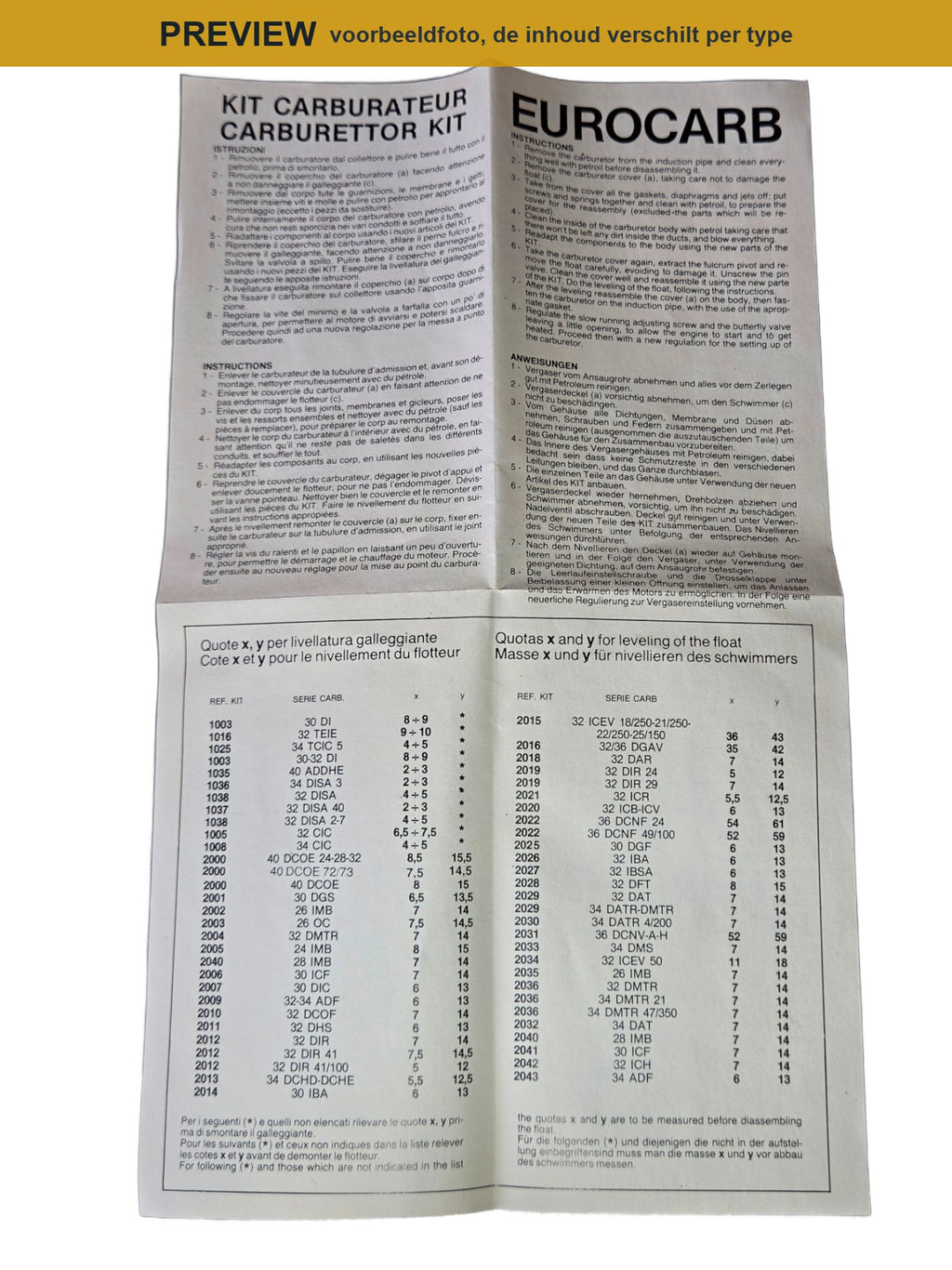 Revisieset 32 BISA · Talbot 1307 GLS (1975-1979)